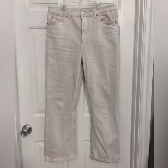 Re/Done High Rise Stove Pipe Jeans - Vintage White